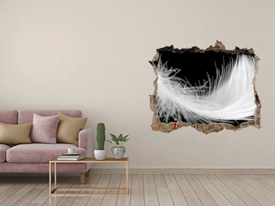 Sticker mural effet trou Plume pierre