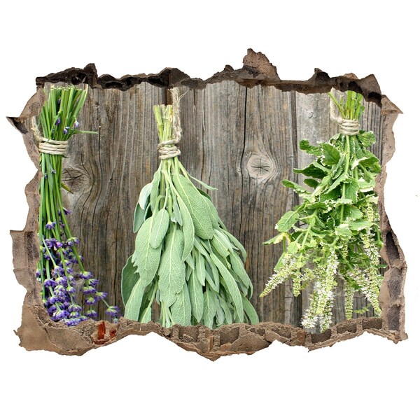 Sticker trou dans le mur Les herbes aromatiques dans une cuisine rustique