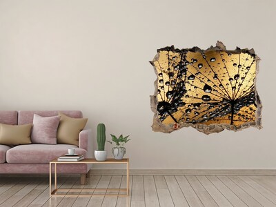 Sticker trou dans le mur Des gouttes sur les feuilles