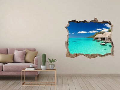 Autocollant mural trou Le lagon paradisiaque parmi les bungalows