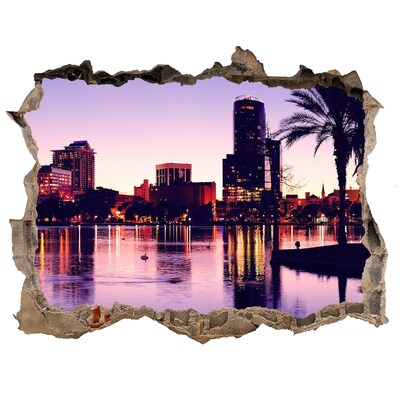 Sticker mural effet trou Orlando USA pierre