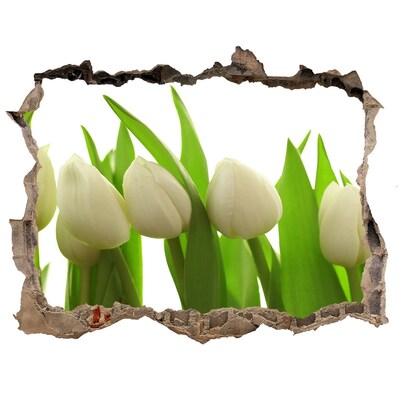 Sticker mural effet trou Tulipes blanches pierre