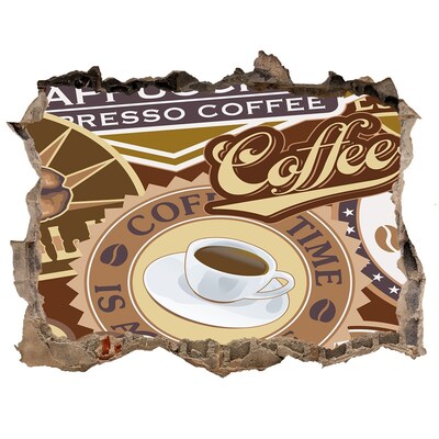 Sticker mural effet trou Plaisir du café