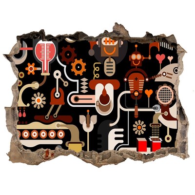 Autocollant mural trou Le monde futuriste des robots