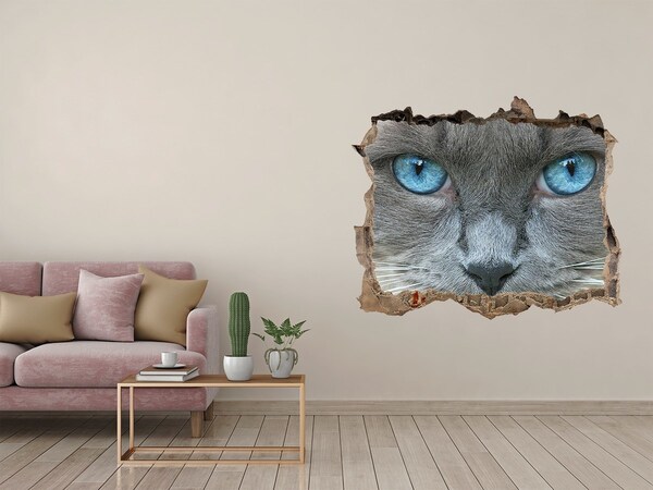 Autocollant à effet 3d trou Chat dans un trou dans le mur
