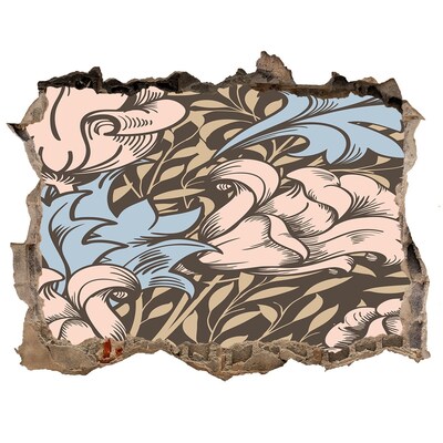 Autocollant mural trou Motif floral trou dans le mur