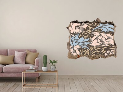 Autocollant mural trou Motif floral trou dans le mur