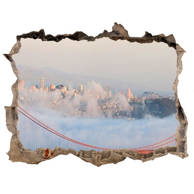 Autocollant mural trou Le pont du Golden Gate dans les nuages