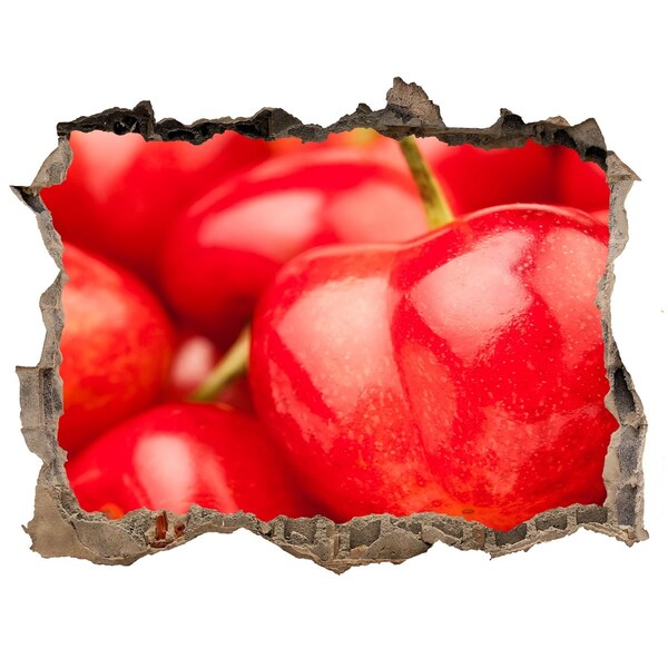 Autocollant mural trou Des cerises juteuses dans un trou dans le mur
