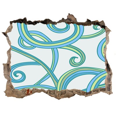 Autocollant à effet 3d trou Vagues colorées sur fond de mur