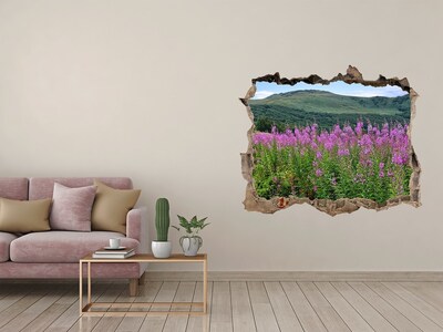 Autocollant à effet 3d trou Paysage floral dans les montagnes
