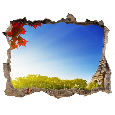 Autocollant à effet 3d trou La tour Eiffel à Paris