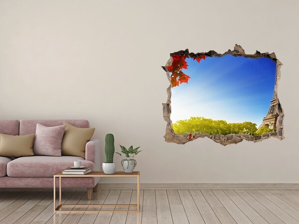 Autocollant à effet 3d trou La tour Eiffel à Paris