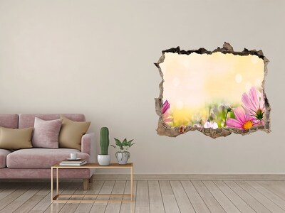 Sticker mural effet trou Les coquelicots rouges fleurs des champs pierre
