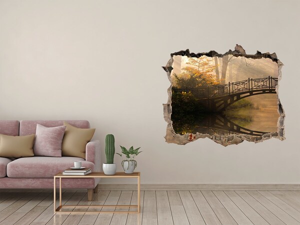 Autocollant mural trou Old bridge en automne pierre