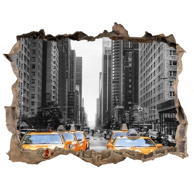 Autocollant mural trou Les taxis de New York dans le paysage urbain