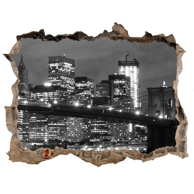 Autocollant à effet 3d trou Vue de New York la nuit