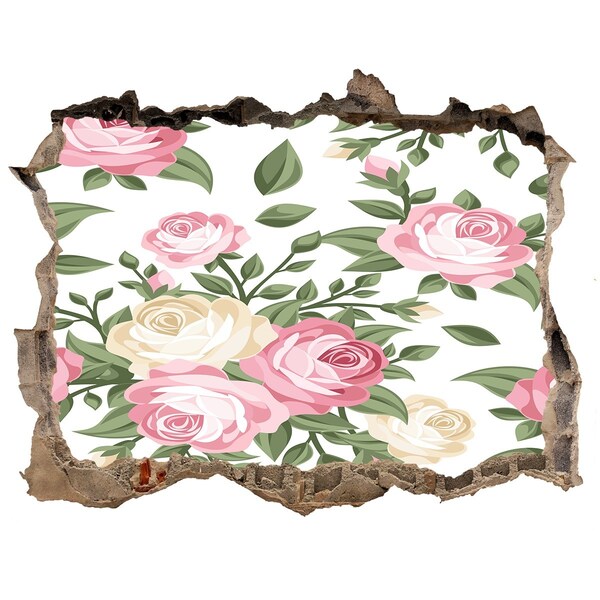 Autocollant à effet 3d trou Des roses plantes pierre