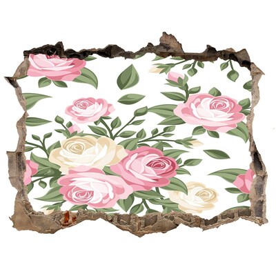 Autocollant à effet 3d trou Jardin fleuri « Trou dans le mur »