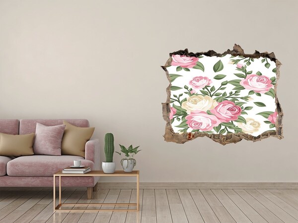 Autocollant à effet 3d trou Des roses plantes pierre