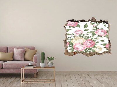 Autocollant à effet 3d trou Des roses plantes pierre