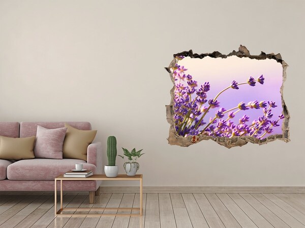 Autocollant à effet 3d trou Lavande fleurs pierre