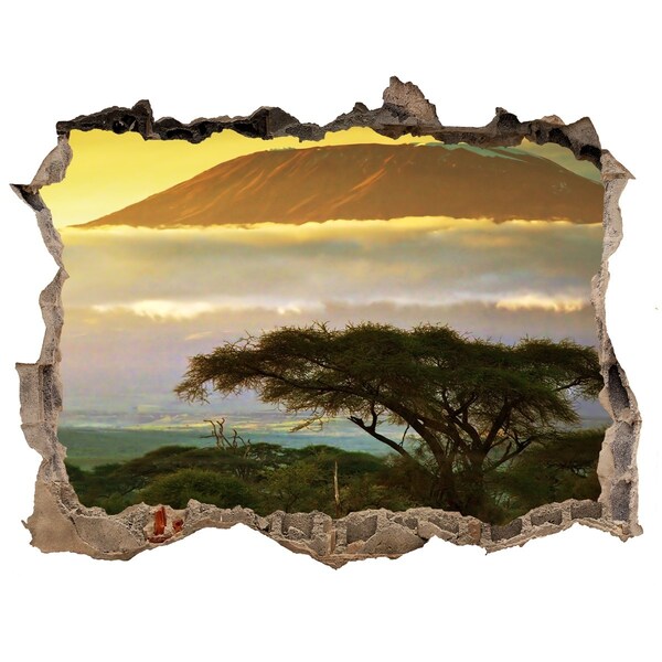 Sticker mural effet trou Paysage africain avec des arbres