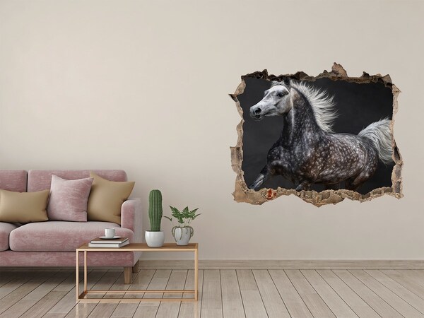 Sticker mural effet trou Cheval sauvage en fuite