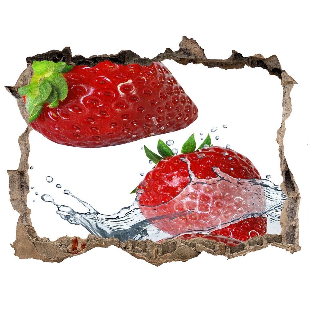 Autocollant à effet 3d trou Fraises fraîches pierre