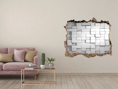 Sticker mural effet trou Autocollant cube pierre