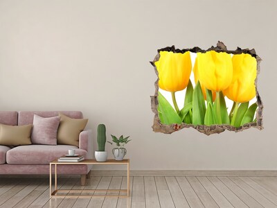 Autocollant à effet 3d trou Des tulipes dans un trou dans le mur