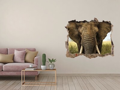 Autocollant à effet 3d trou Les éléphants dans leur habitat naturel