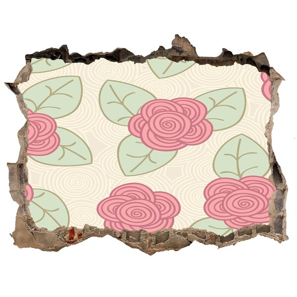 Sticker trou dans le mur Des roses plantes pierre