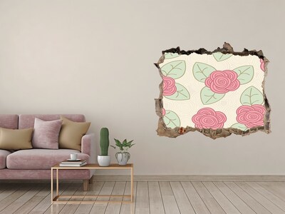 Sticker trou dans le mur Des roses plantes pierre