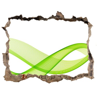 Sticker mural effet trou Vague verte dans le trou du mur