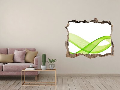 Sticker mural effet trou Vague verte dans le trou du mur