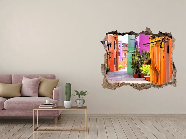 Autocollant à effet 3d trou Une rue colorée du Mexique