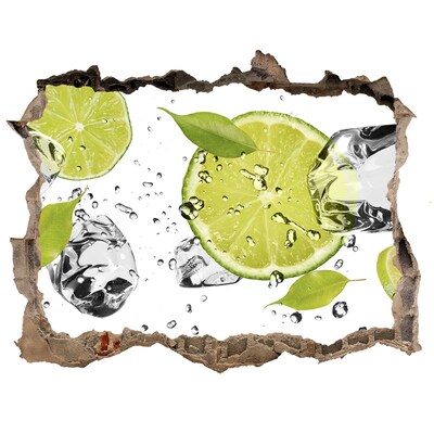 Sticker mural effet trou Citrons verts frais pierre