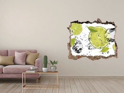 Sticker mural effet trou Citrons verts frais pierre