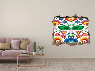 Sticker mural effet trou Motif floral sur fond béton