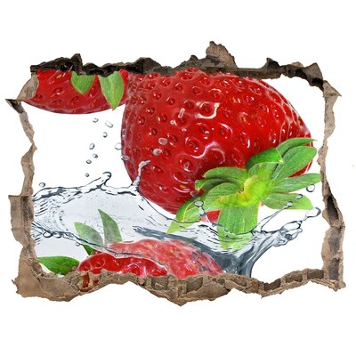 Sticker trou dans le mur Fraises et eau pierre