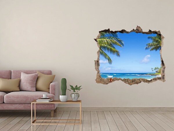 Autocollant à effet 3d trou Plage exotique mer pierre
