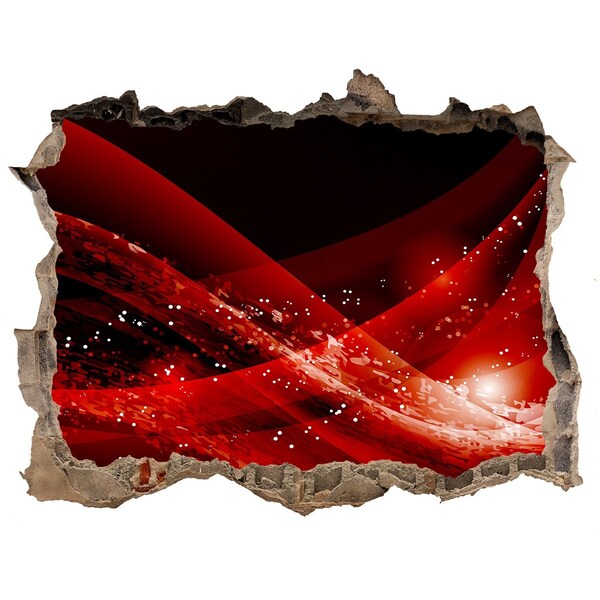 Sticker mural effet trou Tourbillon rouge dans le béton