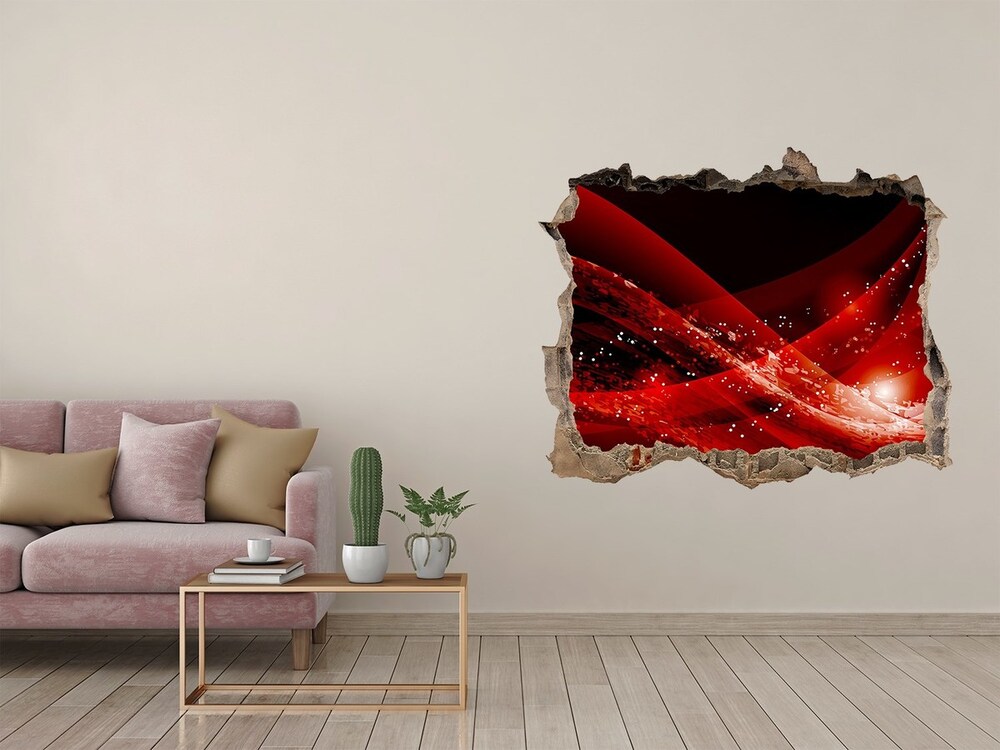 Sticker mural effet trou Vague rouge abstraite pierre