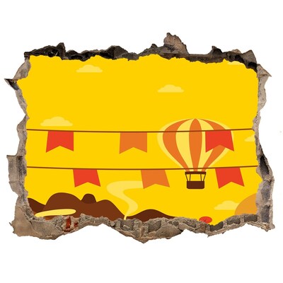 Autocollant mural trou Paysage de montgolfières dans les montagnes