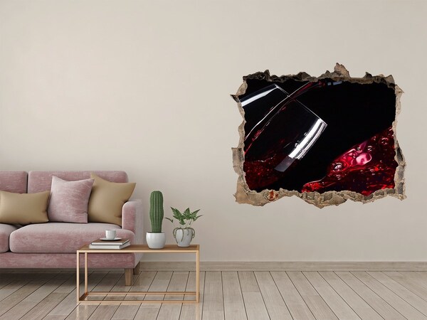 Autocollant à effet 3d trou Du vin rouge dans un mur brisé