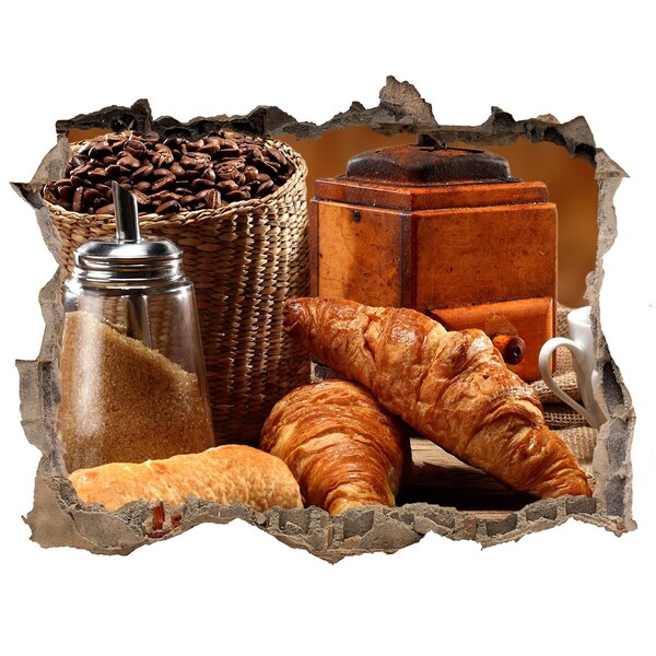 Sticker mural effet trou Festin au café