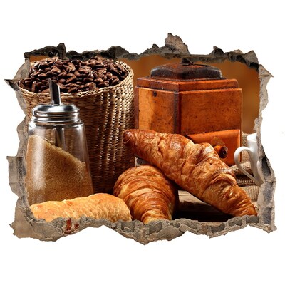 Sticker mural effet trou Festin au café