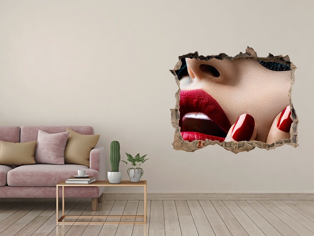 Sticker mural effet trou Masque en dentelle pierre