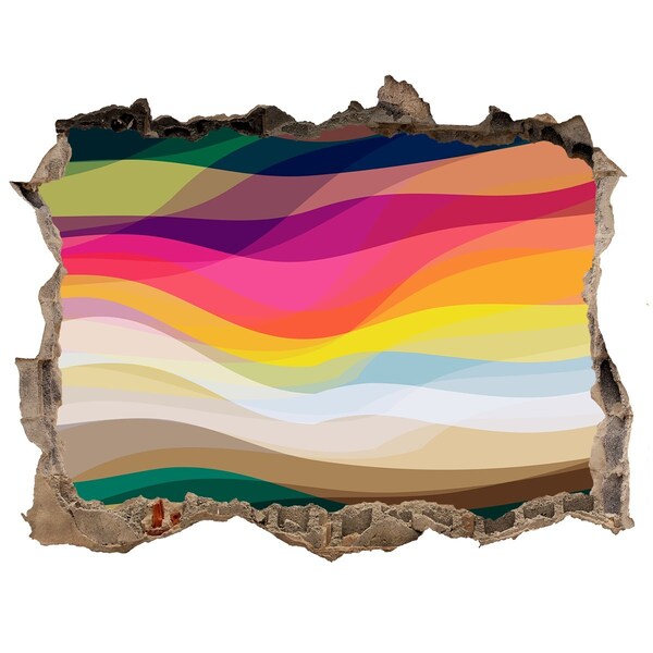 Autocollant à effet 3d trou Vagues colorées sur fond de béton